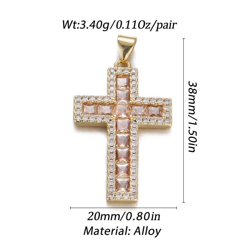 1 Piece Copper Zircon Cross Pendant