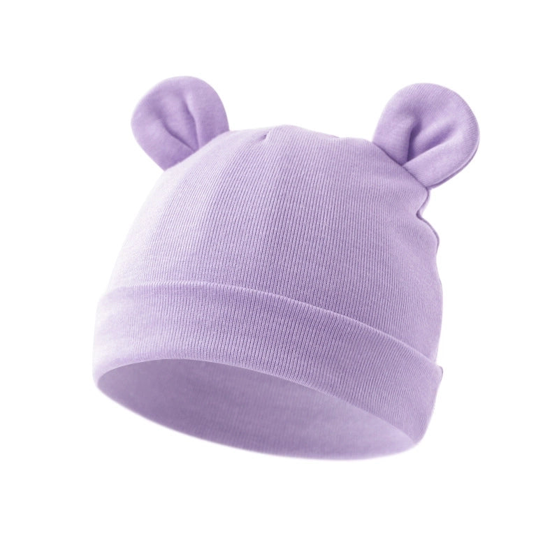 New Infant Fetal Cap Newborn Head Cap Solid Color Ear Hat Boys And Girls Baby Hat A54