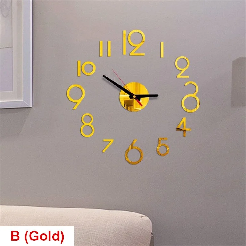20 Inch Wall Clock Modern Design Round Style Number Coffee Tea Cup Acrylic Wall Clock Stickers for DIY Home Living Room Decors