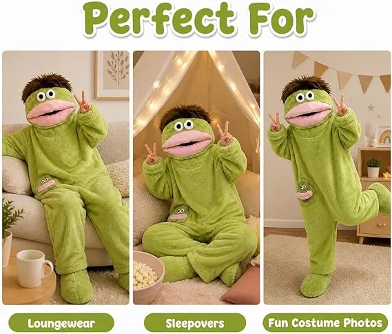 Msrlassn Mid Year Sale Cute Monster Wearable Blanket Hoodie for Women Men, Soft Sugar Fleece Loose Pullover Warm Cozy Home Loungewear Funny Pajamas, Father's Day Gift Perfect for Home & Parties Halloween, One Size for Women Men