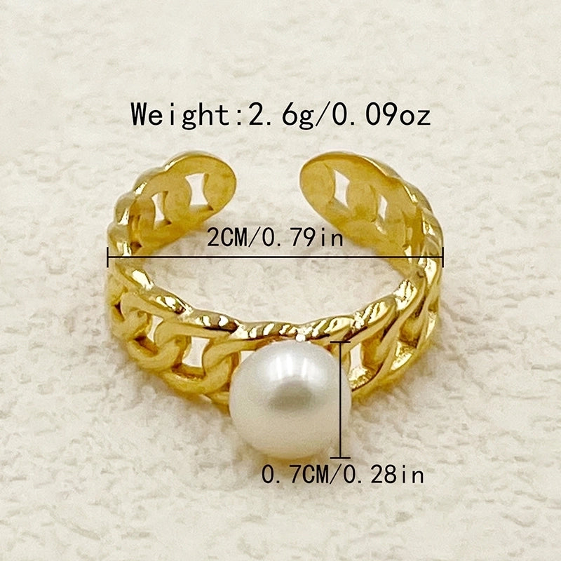 Elegant Cute Sweet Flower 304 Stainless Steel Pearl Shell 14K Gold Plated Plating Inlay Rings
