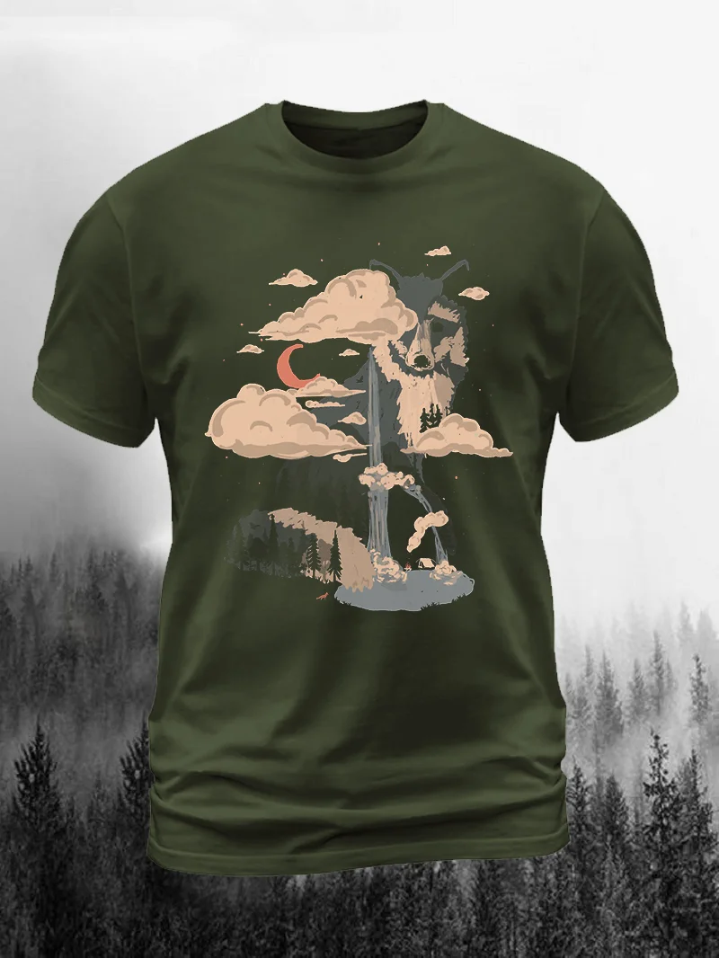 At the Foot of Fox Mountain Print Short Sleeve Men's T-Shirt in  mildstyles