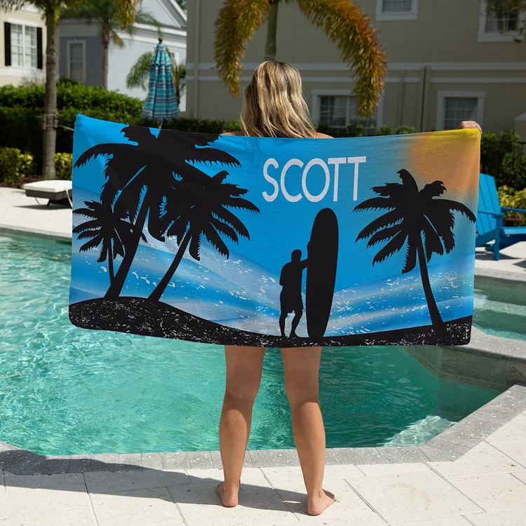 Surfing Beach Towel, Surfing Gifts, Surfing Decor, Personalized Beach Towel For Men | DYTowel 538