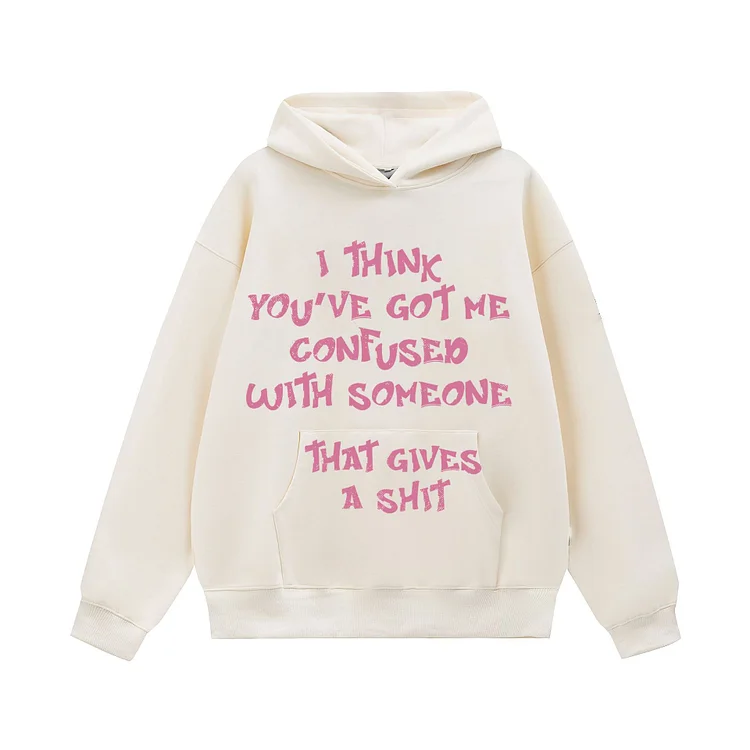 Letter Print Hooded Sweatshirt High Street Loose Hoodie at Hiphopee