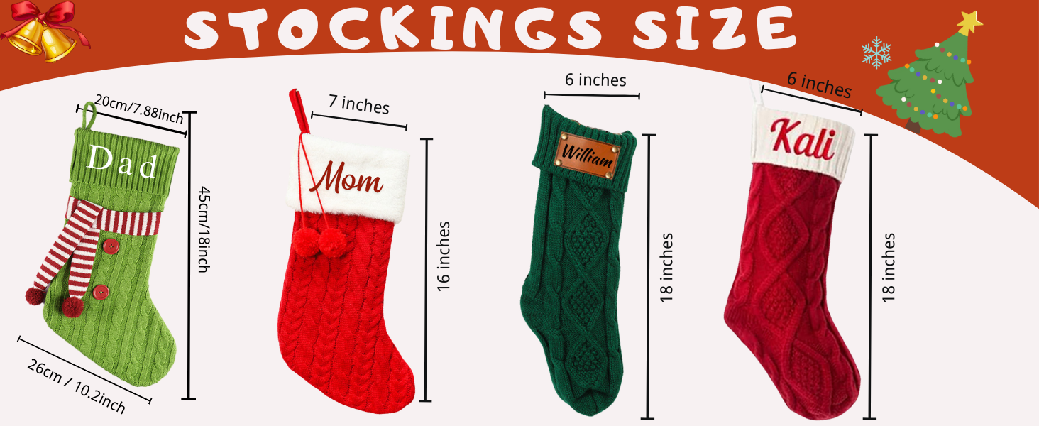 Personalized Christmas Stockings,Custom Name Christmas Stocking Size