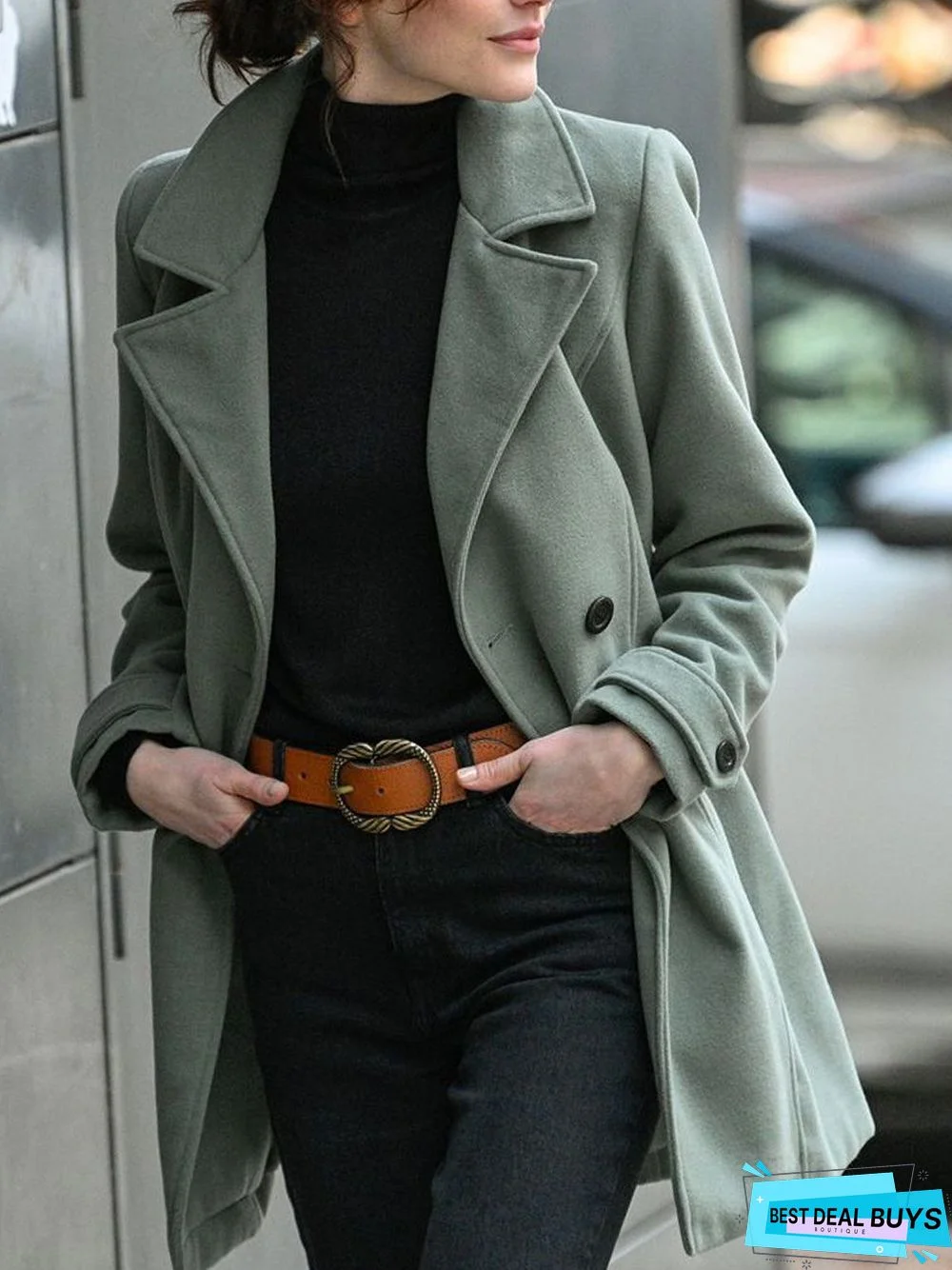 Casual Plain Autumn Lightweight No Elasticity Daily Loose Shawl Collar Regular Size Overcoat for Women