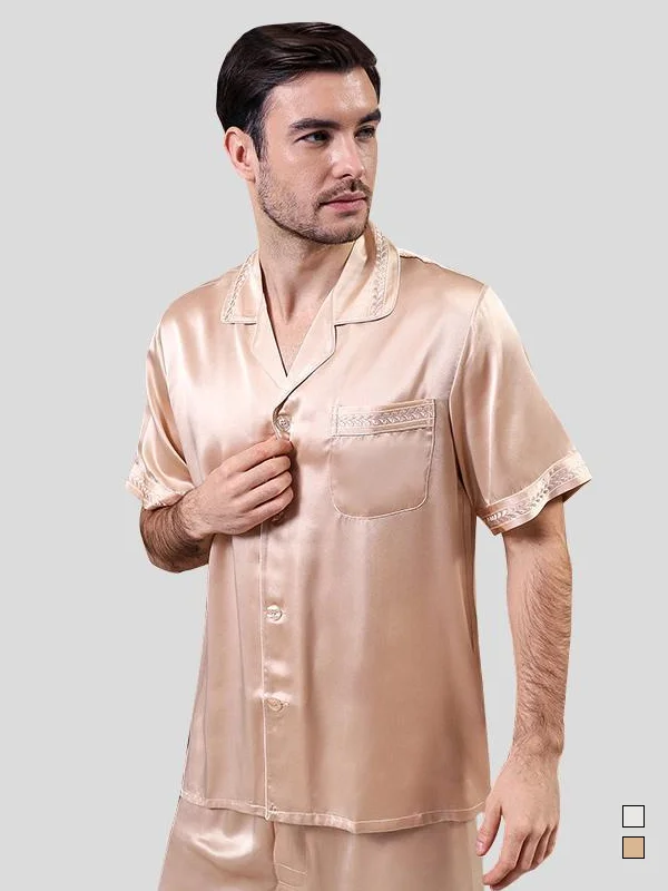 25 MOMME Pyjama en soie chic homme Champagne 1