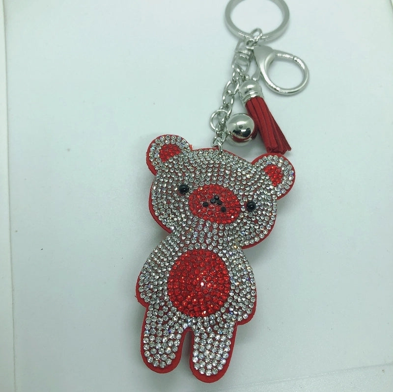 5 Pieces Cute Bear Flannel Diamond Women’s Keychain