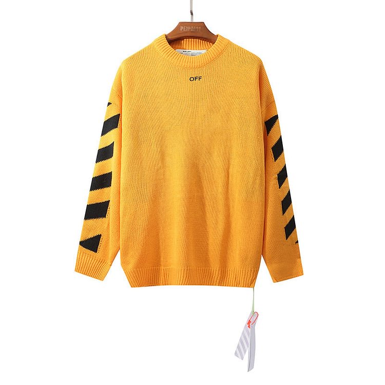 Off White Sweater Autumn and Winter Off Round Neck Sweater Men's and Women's Loose Long Sleeve Sweater