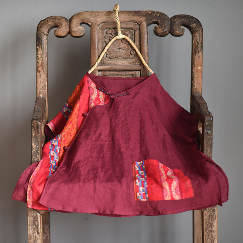 Original Round Neck Button-Up Hanfu Linen Shirt