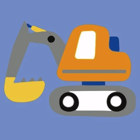 DIY Acrylic Painting, Paint by Number Kits for Kids Beginner - Kids Excavator 8" x 8"、bestdiys、sdecorshop