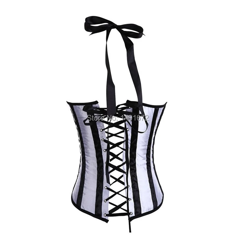Billionm Sapubonva Underbust Corset Straps Sexy Striped Halter Corsets and Bustiers Tops Plus Size Corselet Overbust Vest Red Black White