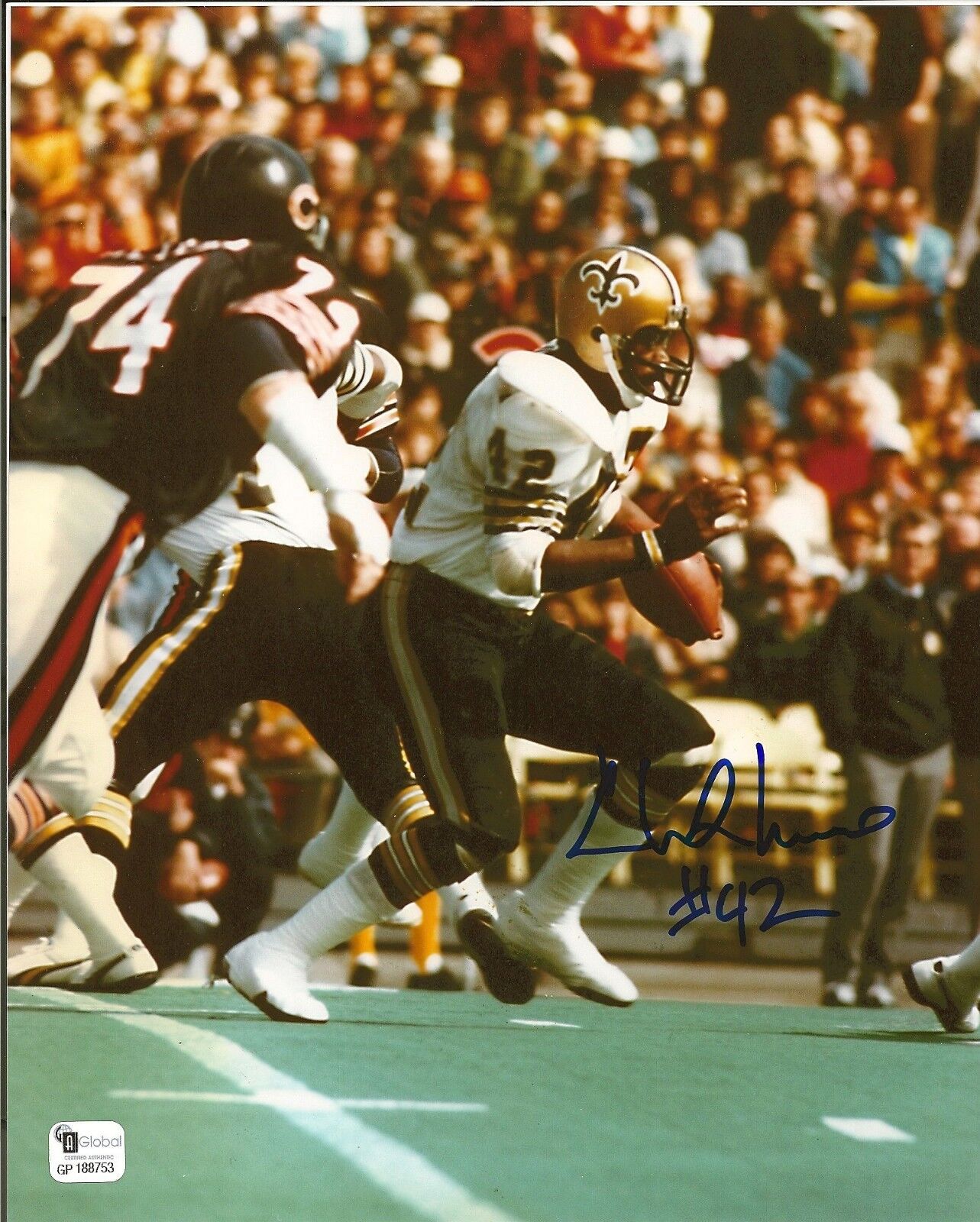 Chuck Muncie Signed New Orleans Saints 8x10 Photo Poster painting GAI/DNA COA Picture Autograph