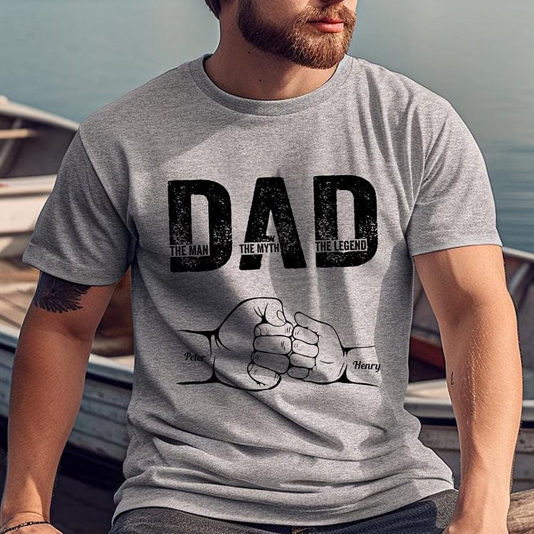 Personalized Dad & Son Fist Bump Shirt &ndash; The Man The Myth The Legend Matching Family Tee