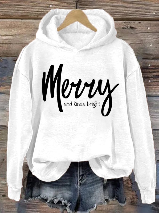 Women's Christmas Merry and kinda bright hoodie