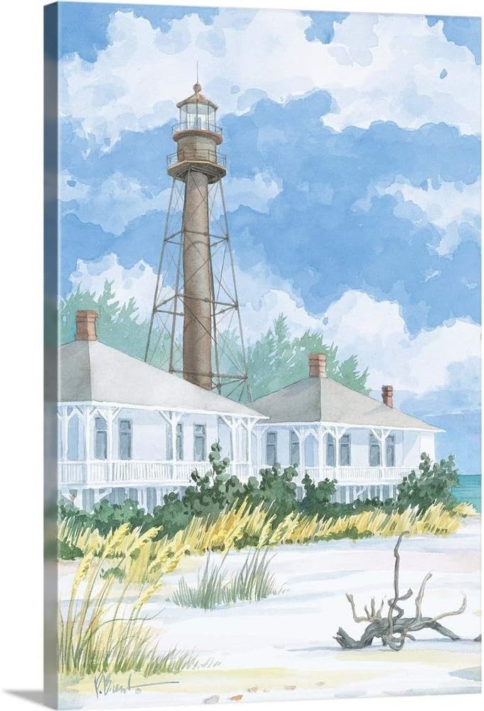 Sanibel Lighthouse Canvas Wall Art Print, Lighthouse Artwork 16 x 24 inch