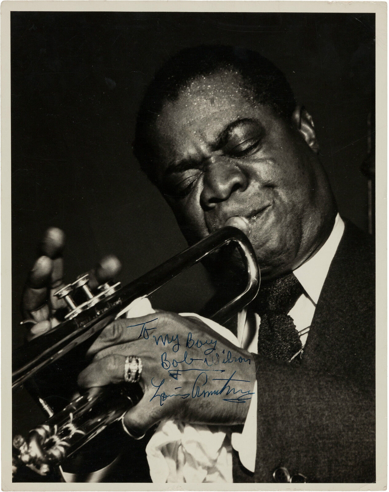 LOUIS ARMSTRONG Autographed Photo Poster paintinggraph Jazz Musician 'SATCHMO' Trumpet preprint