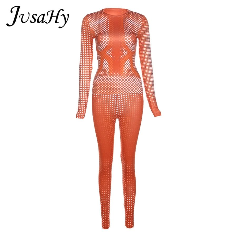JuSaHy Autumn Y2K Polka Dot Two Pieces Sets for Women Stretched Long Sleeves Crop Top+Pants Body-Shaping Matching Outfits New