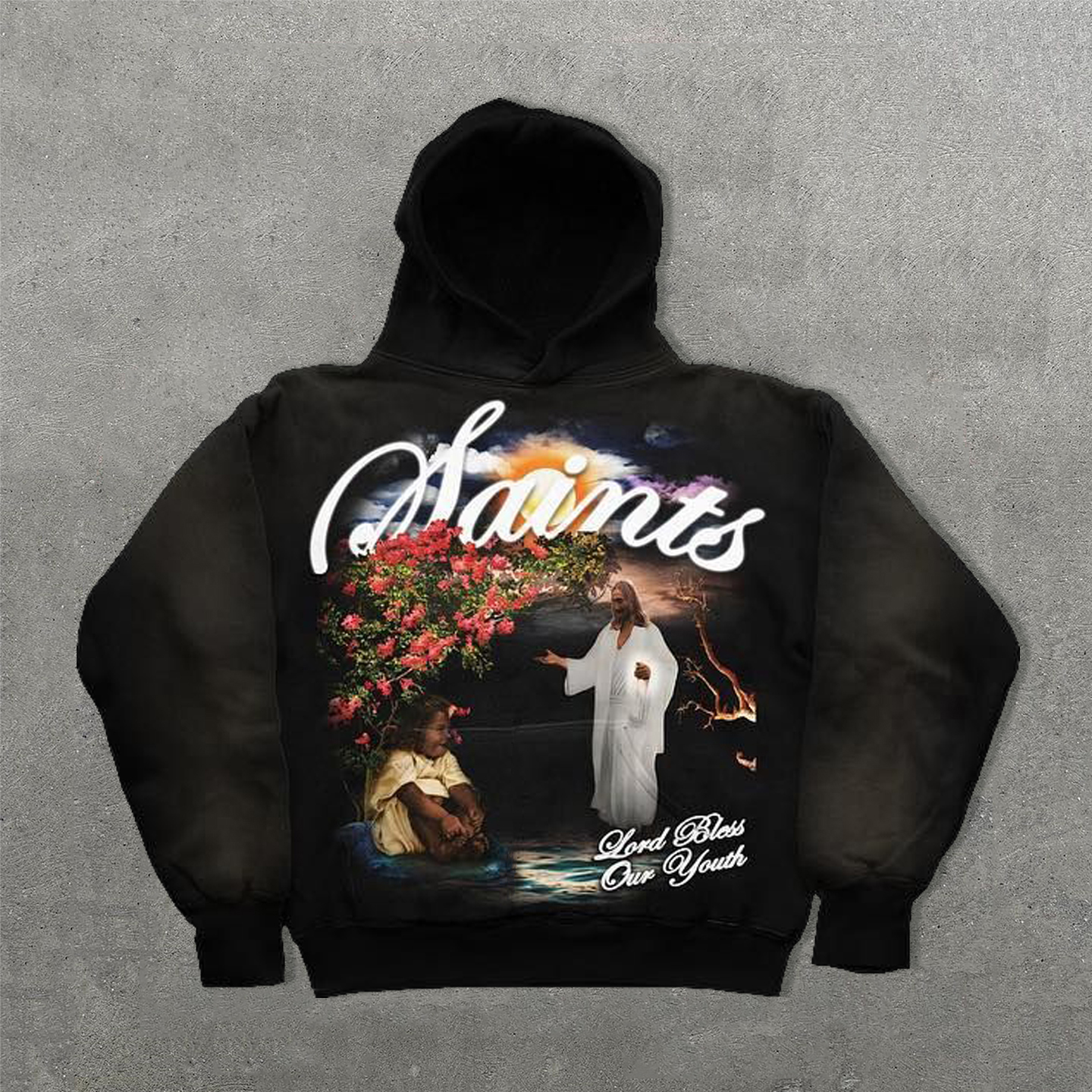 Saints Jesus Print Long Sleeve Hoodies