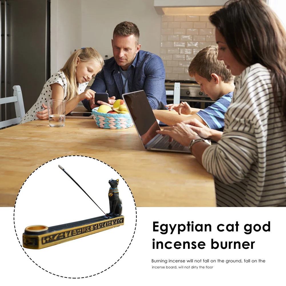 Egyptian Mythology Bastet Cat Resin Craft Incense Burner Holder Censer Base