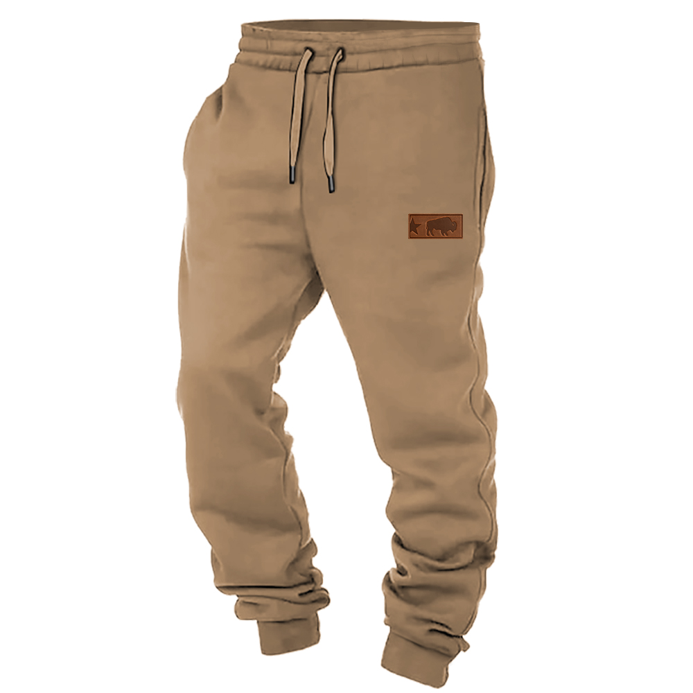 Men's Vintage Western Cowboy Elastic Waist Drawstring Jogger Sweatpants