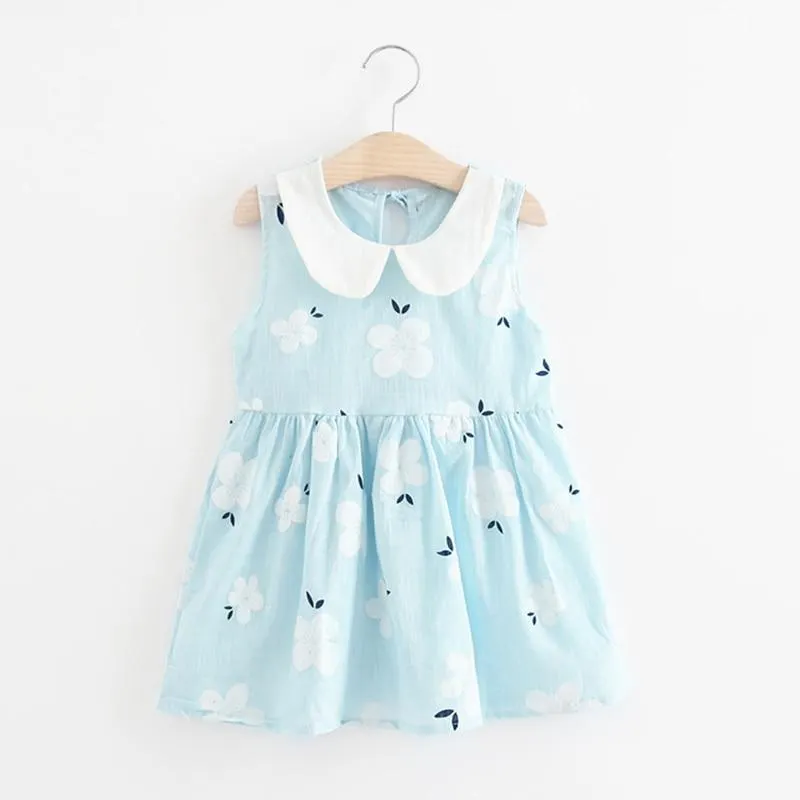 1-6 Years Baby Girls Sleeveless Princess Dresses Summer Kids Floral Printed Dress Girl Pure Cotton Dress Children Clothing