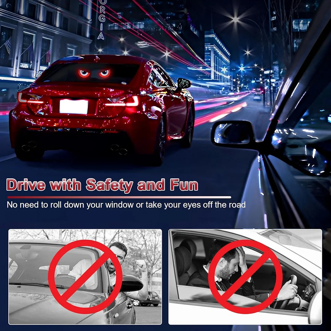 PIFOOG LED Devil Eyes Light for Car Window Demon Evil Eye Sign Lights Cars Back Windshield USB Road Rage Light up Flicker Signal Lighting Cool Fun Stuff Accessories Amber Yellow