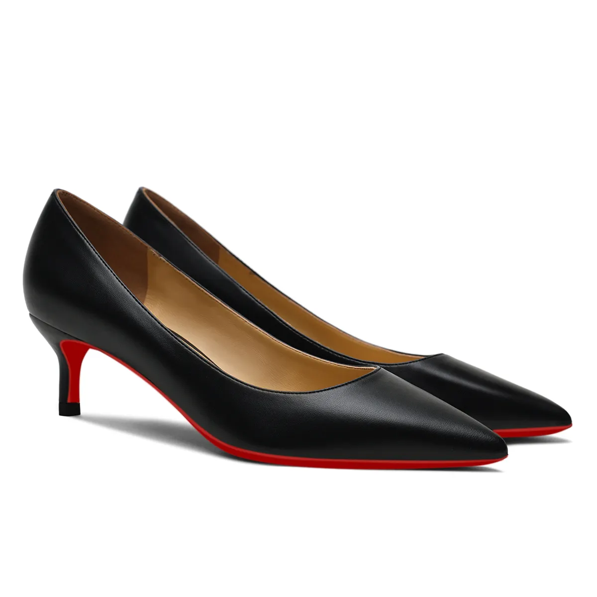 50mm Women's Low Heel Kittens Pointed Toe Casual Slip On Matte Red Bottoms Pumps-vocosishoes