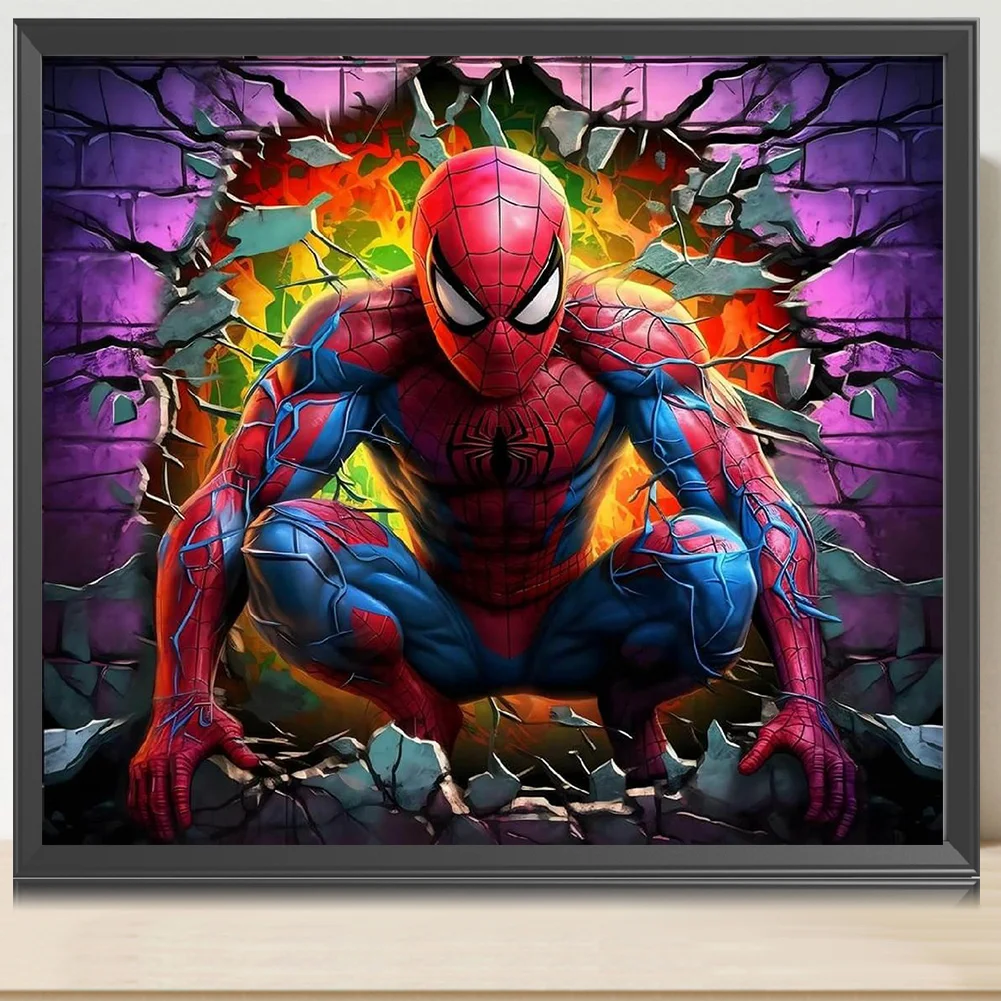 Diamond Painting - Full Round Drill - Spiderman Breaking Wall(Canvas|40*35cm)