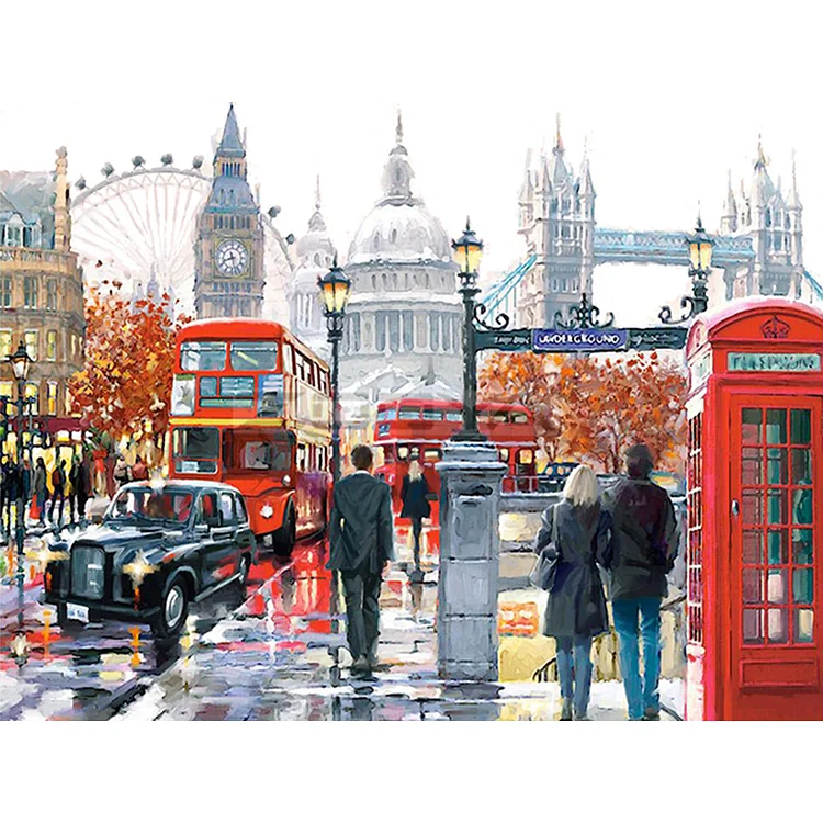 British Street View 11CT Stamped Cross Stitch 40*50CM