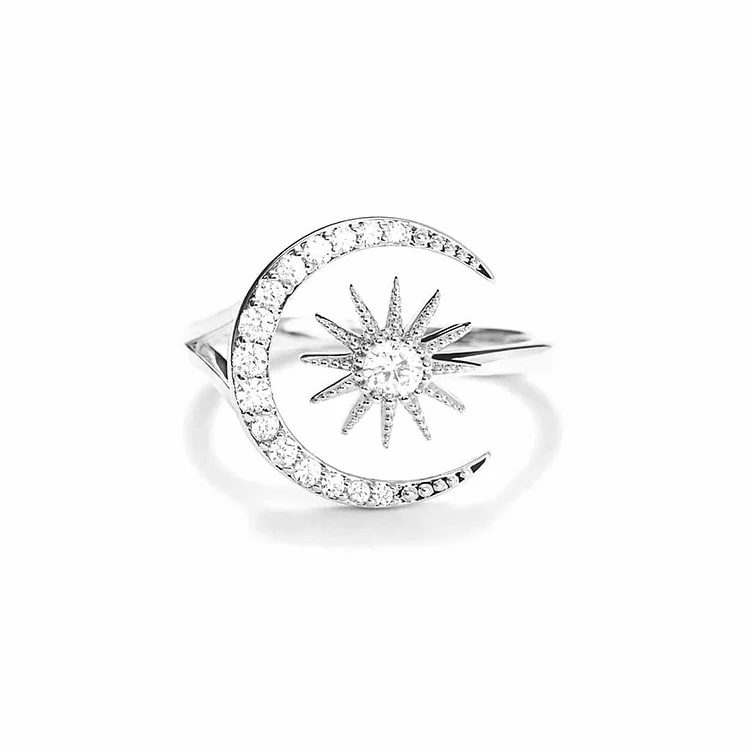 For Mom - S925 I Love You to the Moon and Back Moon Star Ring