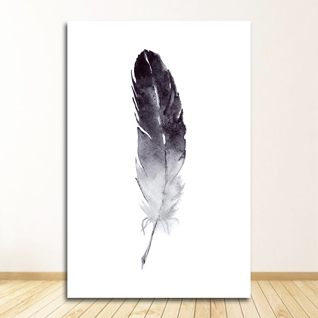 MOINES Home Picture Wall Decoration Black and White Dandelion Feathers and Print Letter Love Wall Art Canvas Painting