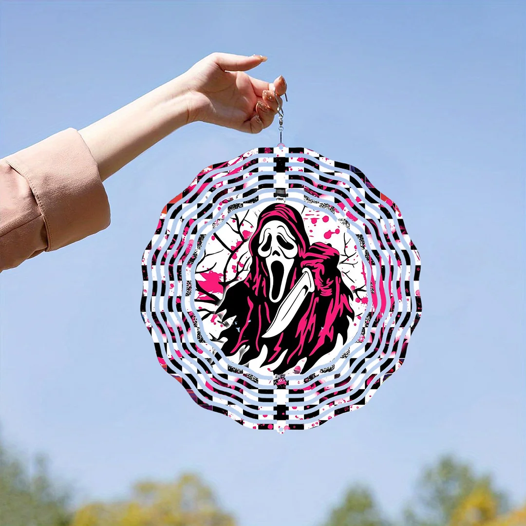 3D Hanging Wind Spinner 360 Degree Rotating 10-Inch Garden Wind Spinners Hanging Wind Catcher Art Gift for Home Garden Halloween Christmas (witch)
