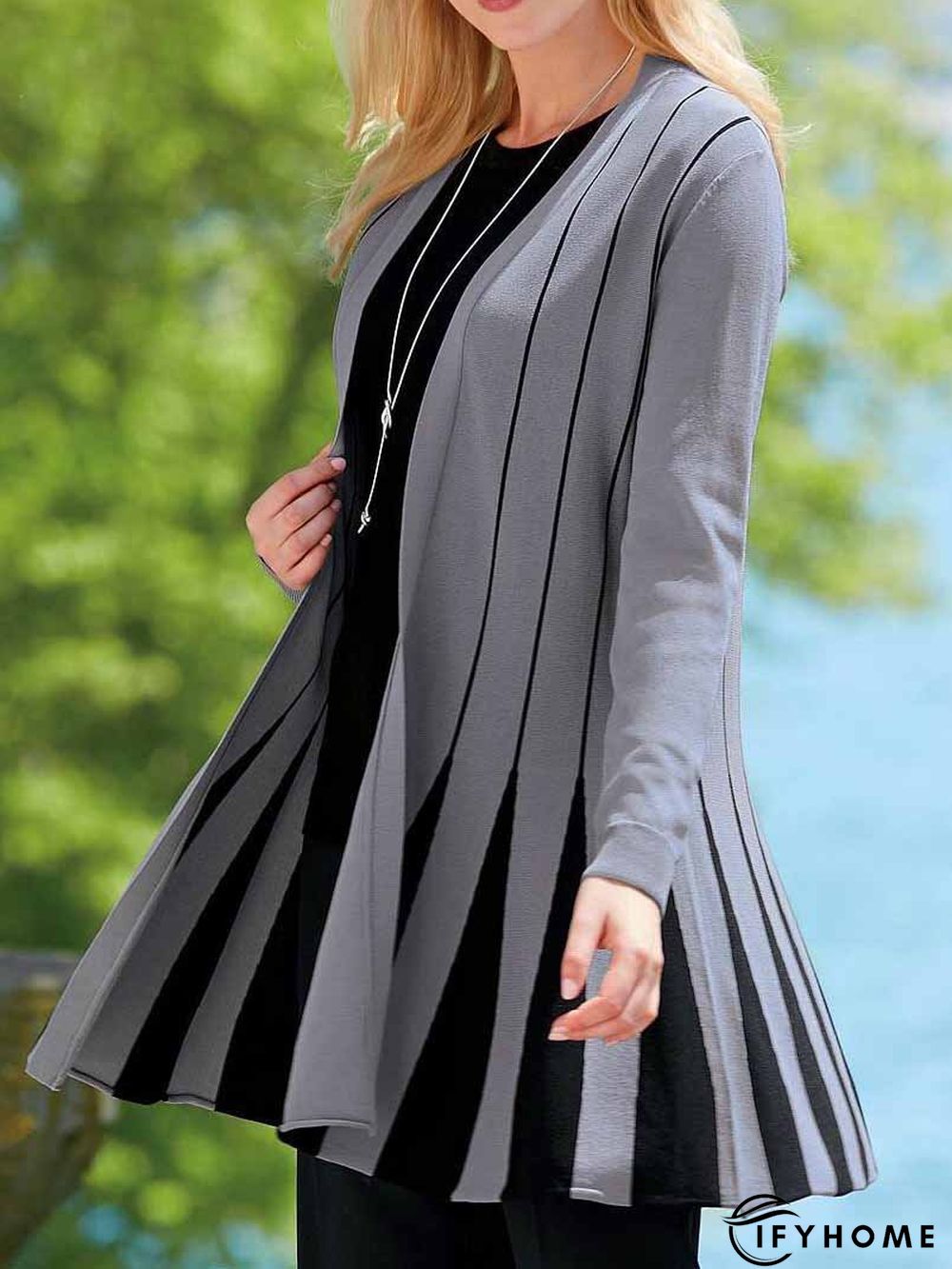 Color Block Loose Casual Sweater Cardigan | IFYHOME