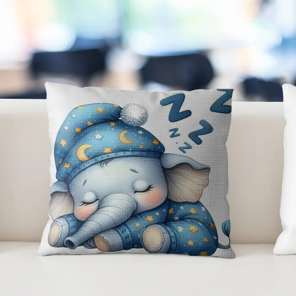11CT Stamped Cross Stitch Pillowcase - Sleeping Elephant(Canvas|45*45CM)