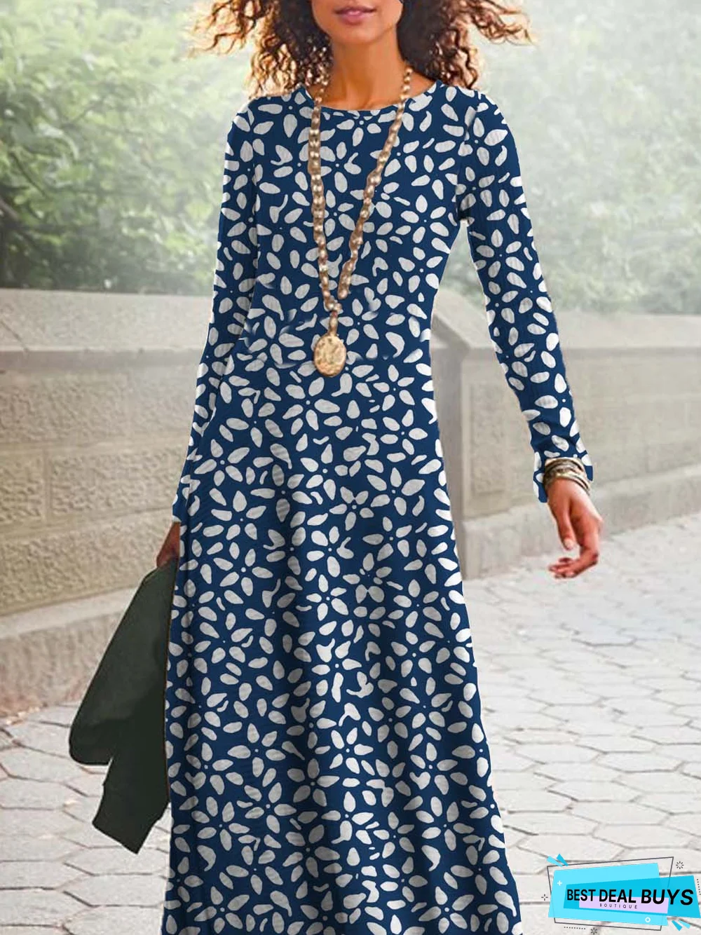 Casual Crew Neck Jersey Dress