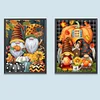 【2 pi&egrave;ces/paquet】-Thanksgiving citrouille gnome-plein diamant rond peinture-30 * 40cm