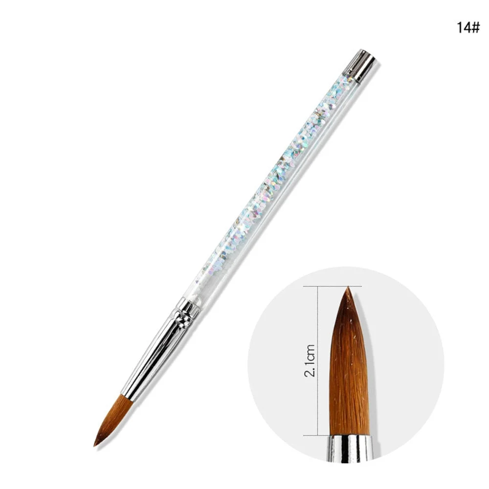 1PC Crystal Acrylic Nail Art Brush No 8/10/12/14 UV Gel Carving Pen Brush Liquid Powder DIY Nail Drawing Liquid Glitter Handle-Nail Inspo