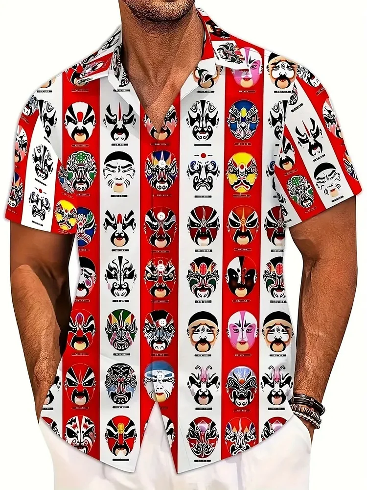 Kakacloud Men's summer outdoor short-sleeved, swimming pool, holiday couple casual Hawaiian button-down polo shirt