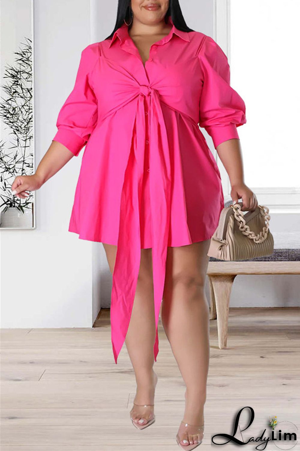 White Fashion Casual Solid Patchwork Turndown Collar Shirt Dress Plus Size Dresses