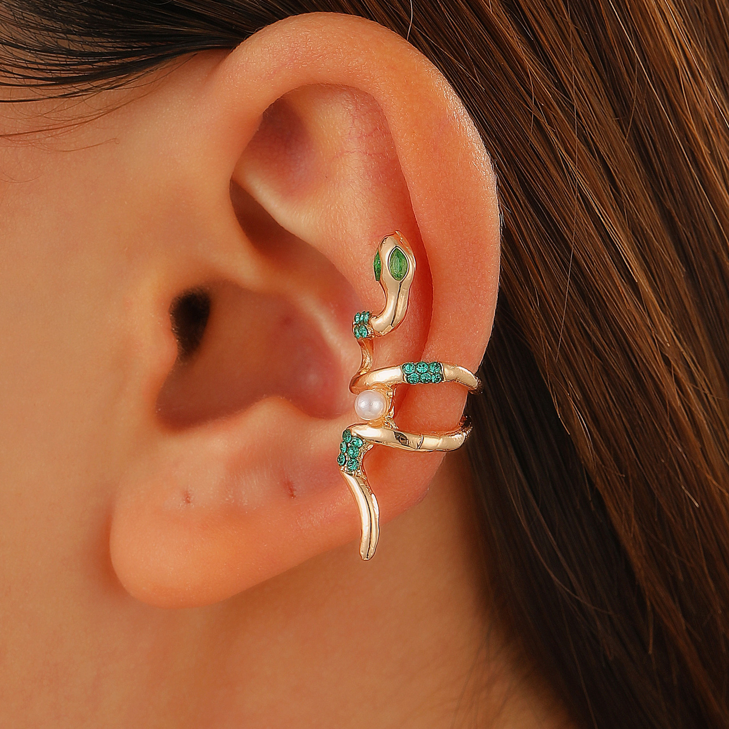 Copper and Gold Plated Snake Zirconia Earrings