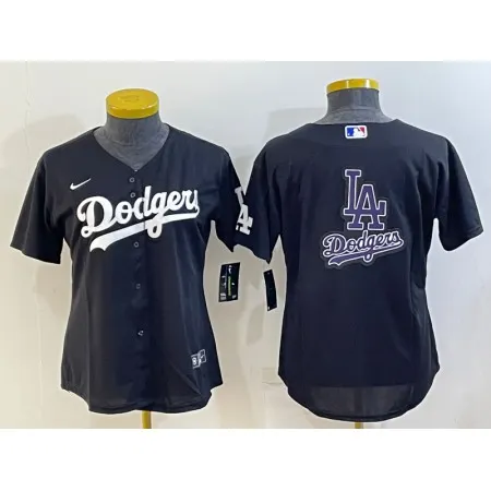 Youth Los Angeles Dodgers Black Team Big Logo Stitched Baseball Jersey GAMA