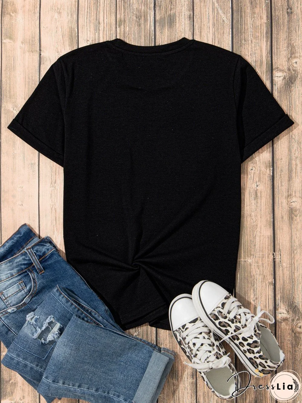 Sparkling Black Western Boots & Stars Tee