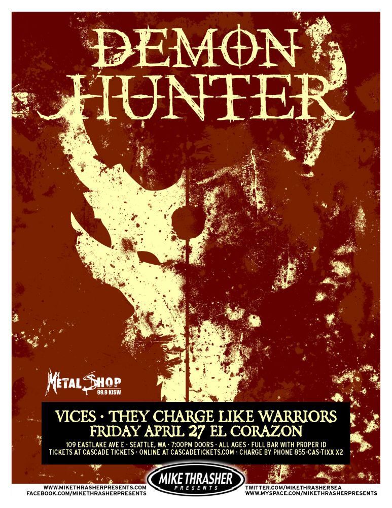 DEMON HUNTER 2012 Gig POSTER Seattle Washington Concert