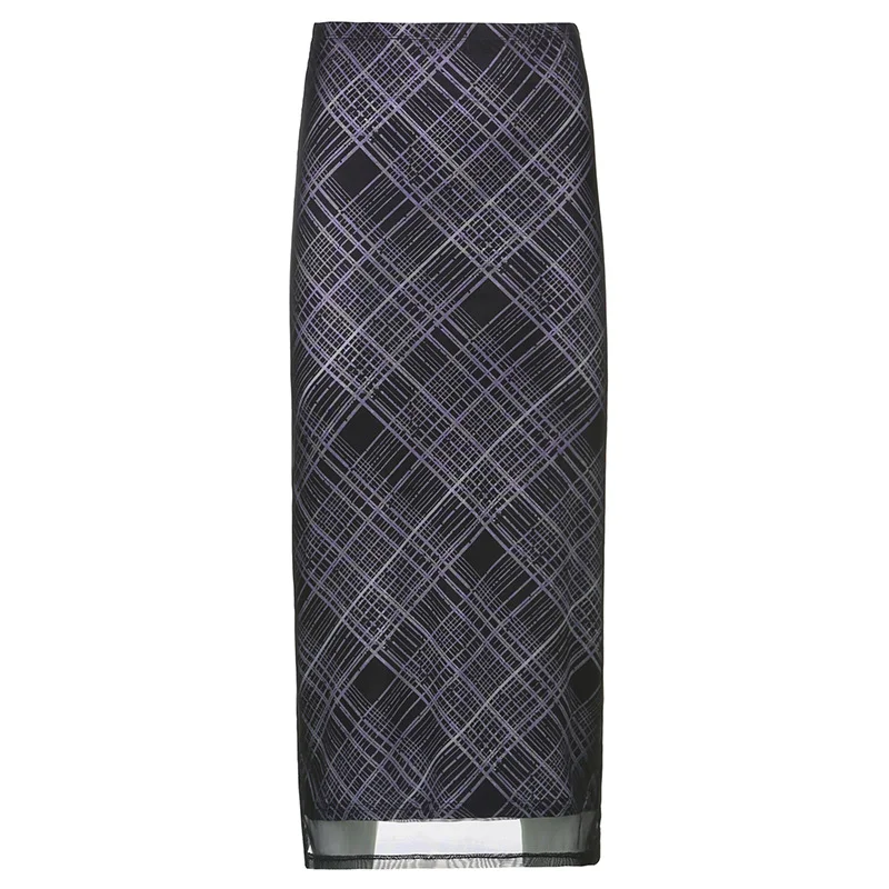 Ueong Online Celebrity Romantic Holiday Style Double Plaid Long Skirt Shows The Trend Of Slimming