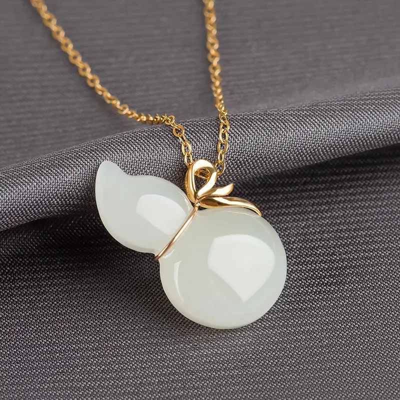 White Jade Gourd Pendant Necklace