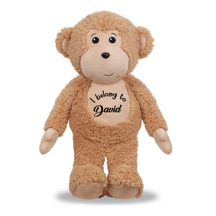 Personalized Monkey Stuffed Animal, 19.6 Inch Monkey Plushie with Custom Name Date Message, Hanging Monkey Jungle Style Room Decor Soft Cuddle Gift for Baby Toddler Boy Girl Kids