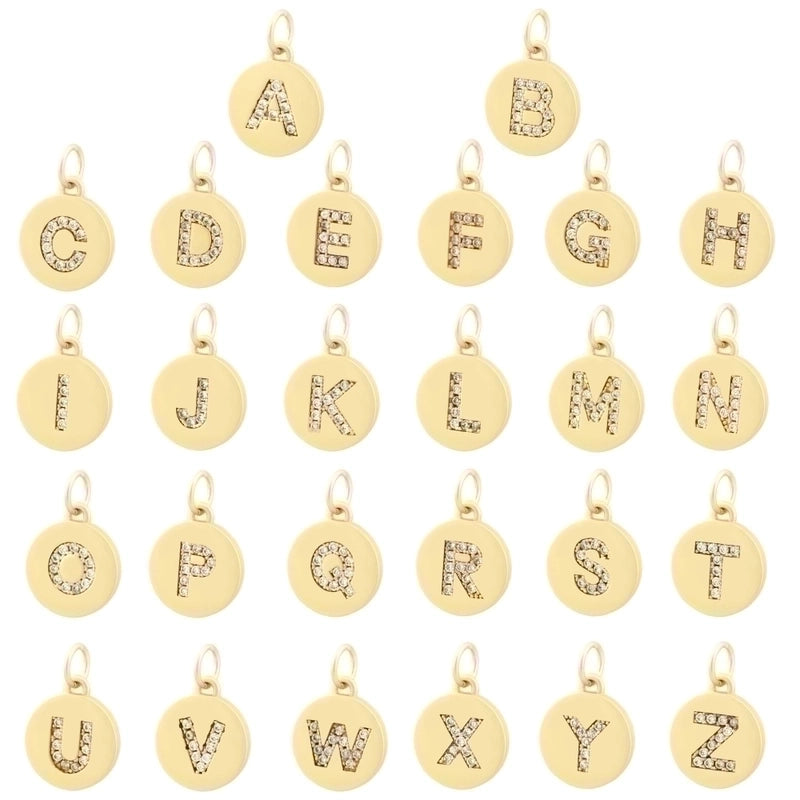 Minimalist Letter Copper Plating Inlay Zircon 18k Gold Plated Charms