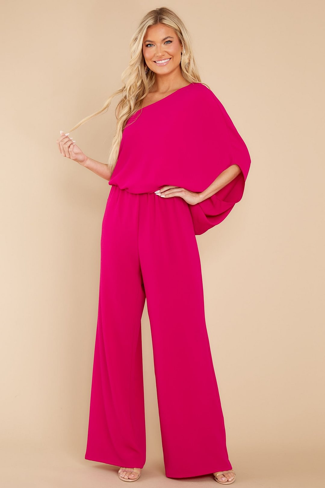 Dreaming Of New Fuchsia One Shoulder Jumpsuit