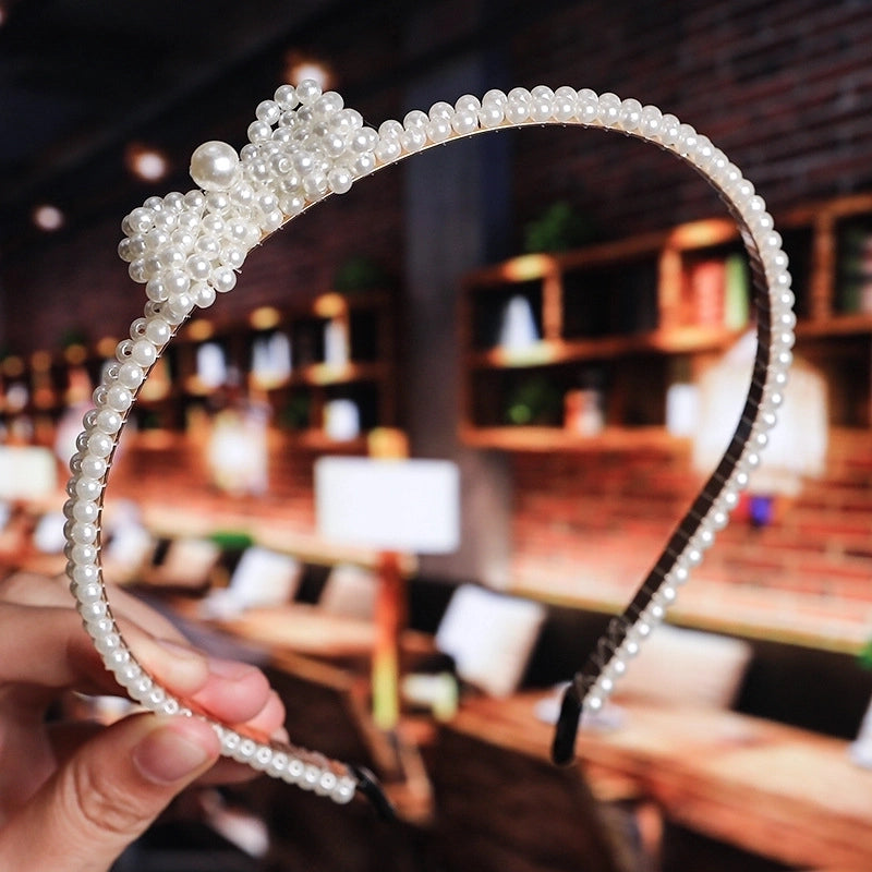 Women’s Fashion Waves Alloy Inlay Artificial Pearls Headwear